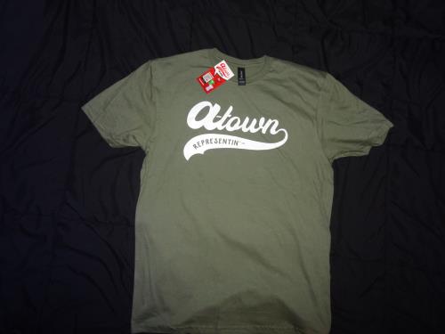 A-Town REPRESENTIN"  "MILITARY GREEN" GILDAN ADULT SOFTSTYLE T-SHIRT: Full Chest Logo ,  ( Size: Small)